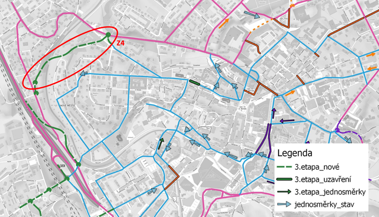Zdroj: Plán udržitelné městské mobility (Ing. Kašík, https://www.liberec.cz/sump/), s vyznačeným záměrem: Z4 – Nová Žitavská.